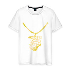 Мужская футболка хлопок с принтом Cancer рак (краб) в Санкт-Петербурге, 100% хлопок | прямой крой, круглый вырез горловины, длина до линии бедер, слегка спущенное плечо. | cancer рак | астрономия | зодиак | космос | краб | цепь