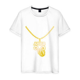 Мужская футболка хлопок с принтом Aries овен в Санкт-Петербурге, 100% хлопок | прямой крой, круглый вырез горловины, длина до линии бедер, слегка спущенное плечо. | 