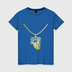 Женская футболка хлопок с принтом Aries овен в Санкт-Петербурге, 100% хлопок | прямой крой, круглый вырез горловины, длина до линии бедер, слегка спущенное плечо | 