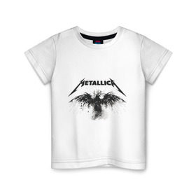 Детская футболка хлопок с принтом Metallica в Санкт-Петербурге, 100% хлопок | круглый вырез горловины, полуприлегающий силуэт, длина до линии бедер | metallica | музыка | рок