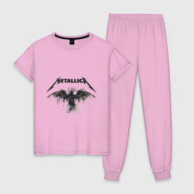 Женская пижама хлопок с принтом Metallica в Санкт-Петербурге, 100% хлопок | брюки и футболка прямого кроя, без карманов, на брюках мягкая резинка на поясе и по низу штанин | metallica | музыка | рок