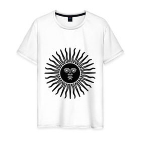 Мужская футболка хлопок с принтом Солнечный диск в Санкт-Петербурге, 100% хлопок | прямой крой, круглый вырез горловины, длина до линии бедер, слегка спущенное плечо. | солнечный диск | солнце | солнышко | ярило