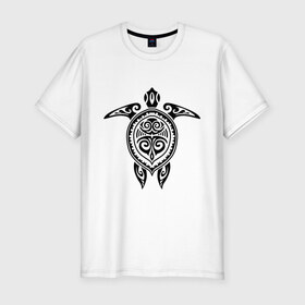 Мужская футболка премиум с принтом Морская черепаха узор в Санкт-Петербурге, 92% хлопок, 8% лайкра | приталенный силуэт, круглый вырез ворота, длина до линии бедра, короткий рукав | морская | панцирь | узор | черепаха
