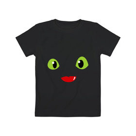 Детская футболка хлопок с принтом Toothless Dragon в Санкт-Петербурге, 100% хлопок | круглый вырез горловины, полуприлегающий силуэт, длина до линии бедер | dragon | toothless | train | беззубик | дракон | как приручить дракона