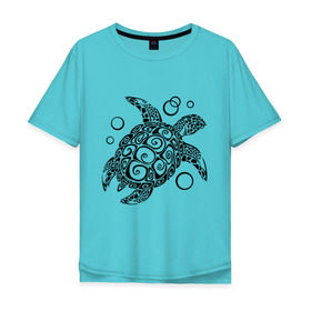 Мужская футболка хлопок Oversize с принтом Черепашка в Санкт-Петербурге, 100% хлопок | свободный крой, круглый ворот, “спинка” длиннее передней части | морская | панцирь | черепаха