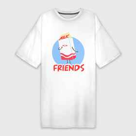 Платье-футболка хлопок с принтом Молоко в Санкт-Петербурге,  |  | best friends forever | друзья | лучшие | молоко | печенье | подарки | подруге. друг