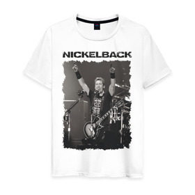 Мужская футболка хлопок с принтом Nickelback в Санкт-Петербурге, 100% хлопок | прямой крой, круглый вырез горловины, длина до линии бедер, слегка спущенное плечо. | nickelback | альтернативный | рок | хард