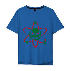 Мужская футболка хлопок Oversize с принтом Злой атом в Санкт-Петербурге, 100% хлопок | свободный крой, круглый ворот, “спинка” длиннее передней части | атом | злобный | молекула | физика | химия
