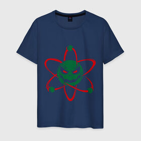 Мужская футболка хлопок с принтом Злой атом в Санкт-Петербурге, 100% хлопок | прямой крой, круглый вырез горловины, длина до линии бедер, слегка спущенное плечо. | атом | злобный | молекула | физика | химия