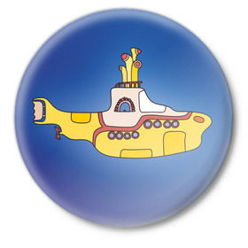 Значок с принтом Yellow Submarine в Санкт-Петербурге,  металл | круглая форма, металлическая застежка в виде булавки | 
