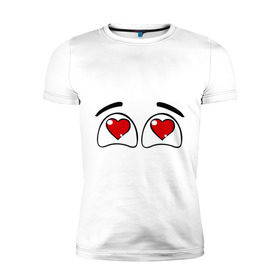 Мужская футболка премиум с принтом Влюбленные глаза в Санкт-Петербурге, 92% хлопок, 8% лайкра | приталенный силуэт, круглый вырез ворота, длина до линии бедра, короткий рукав | Тематика изображения на принте: влюбленность | глаза | любовь | сердце