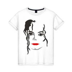 Женская футболка хлопок с принтом Michael Jackson в Санкт-Петербурге, 100% хлопок | прямой крой, круглый вырез горловины, длина до линии бедер, слегка спущенное плечо | 