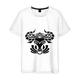 Мужская футболка хлопок с принтом Символ быка в Санкт-Петербурге, 100% хлопок | прямой крой, круглый вырез горловины, длина до линии бедер, слегка спущенное плечо. | буйвол | бык | символ | тату