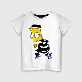 Детская футболка хлопок с принтом Барт Симпсон в Санкт-Петербурге, 100% хлопок | круглый вырез горловины, полуприлегающий силуэт, длина до линии бедер | Тематика изображения на принте: барт | заключенный | симпсон