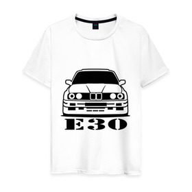 Мужская футболка хлопок с принтом e30 в Санкт-Петербурге, 100% хлопок | прямой крой, круглый вырез горловины, длина до линии бедер, слегка спущенное плечо. | Тематика изображения на принте: bmw | e30 | автомобиль | бмв | е30 | машина