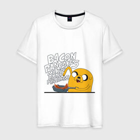 Мужская футболка хлопок с принтом Makin` Bacon Pancakes в Санкт-Петербурге, 100% хлопок | прямой крой, круглый вырез горловины, длина до линии бедер, слегка спущенное плечо. | джейк