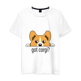 Мужская футболка хлопок с принтом Got Corgi в Санкт-Петербурге, 100% хлопок | прямой крой, круглый вырез горловины, длина до линии бедер, слегка спущенное плечо. | got corgi | корги | пес | собака