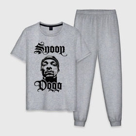 Мужская пижама хлопок с принтом Snoop Dogg в Санкт-Петербурге, 100% хлопок | брюки и футболка прямого кроя, без карманов, на брюках мягкая резинка на поясе и по низу штанин
 | rap | snoop dogg | музыка | рэп | снуп дог