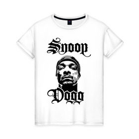 Женская футболка хлопок с принтом Snoop Dogg в Санкт-Петербурге, 100% хлопок | прямой крой, круглый вырез горловины, длина до линии бедер, слегка спущенное плечо | Тематика изображения на принте: rap | snoop dogg | музыка | рэп | снуп дог