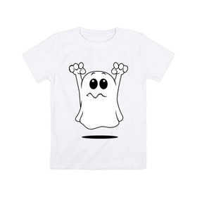 Детская футболка хлопок с принтом Привидение в Санкт-Петербурге, 100% хлопок | круглый вырез горловины, полуприлегающий силуэт, длина до линии бедер | ghost | привидение | призрак