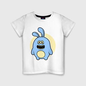 Детская футболка хлопок с принтом Толстый заяц в Санкт-Петербурге, 100% хлопок | круглый вырез горловины, полуприлегающий силуэт, длина до линии бедер | заяц | кролик | милй | странный | толстый