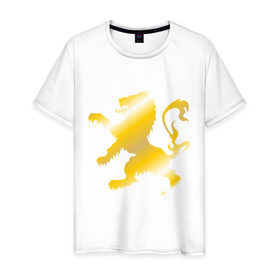 Мужская футболка хлопок с принтом The Lion Rampant в Санкт-Петербурге, 100% хлопок | прямой крой, круглый вырез горловины, длина до линии бедер, слегка спущенное плечо. | lion | rampant | герб | золото | лев