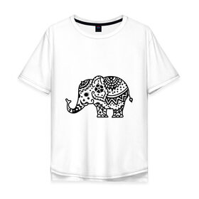 Мужская футболка хлопок Oversize с принтом Слоник узор в Санкт-Петербурге, 100% хлопок | свободный крой, круглый ворот, “спинка” длиннее передней части | Тематика изображения на принте: слон