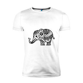 Мужская футболка премиум с принтом Слоник узор в Санкт-Петербурге, 92% хлопок, 8% лайкра | приталенный силуэт, круглый вырез ворота, длина до линии бедра, короткий рукав | Тематика изображения на принте: слон