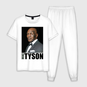Мужская пижама хлопок с принтом Mike Tyson в Санкт-Петербурге, 100% хлопок | брюки и футболка прямого кроя, без карманов, на брюках мягкая резинка на поясе и по низу штанин
 | майк тайсон