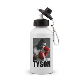 Бутылка спортивная с принтом Mike Tyson в Санкт-Петербурге, металл | емкость — 500 мл, в комплекте две пластиковые крышки и карабин для крепления | майк тайсон