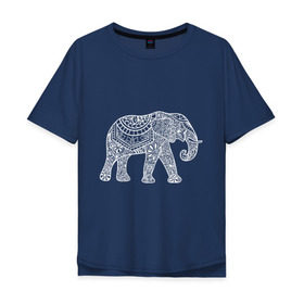 Мужская футболка хлопок Oversize с принтом Слон в Санкт-Петербурге, 100% хлопок | свободный крой, круглый ворот, “спинка” длиннее передней части | слон
