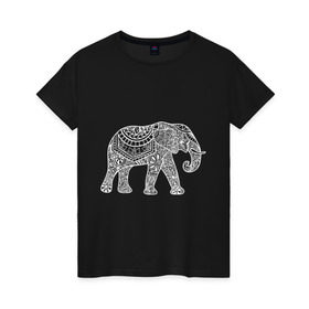 Женская футболка хлопок с принтом Слон в Санкт-Петербурге, 100% хлопок | прямой крой, круглый вырез горловины, длина до линии бедер, слегка спущенное плечо | слон