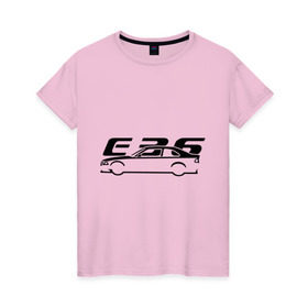 Женская футболка хлопок с принтом E36 в Санкт-Петербурге, 100% хлопок | прямой крой, круглый вырез горловины, длина до линии бедер, слегка спущенное плечо | bmw | e36 | автомобиль | бмв | е36