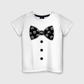 Детская футболка хлопок с принтом Галстук бабочка с черепами 2 в Санкт-Петербурге, 100% хлопок | круглый вырез горловины, полуприлегающий силуэт, длина до линии бедер | бабочка