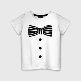 Детская футболка хлопок с принтом Галстук бабочка в полоску 2 в Санкт-Петербурге, 100% хлопок | круглый вырез горловины, полуприлегающий силуэт, длина до линии бедер | бабочка