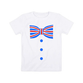 Детская футболка хлопок с принтом Галстук бабочка британский флаг 2 в Санкт-Петербурге, 100% хлопок | круглый вырез горловины, полуприлегающий силуэт, длина до линии бедер | бабочка