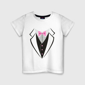 Детская футболка хлопок с принтом Смокинг в Санкт-Петербурге, 100% хлопок | круглый вырез горловины, полуприлегающий силуэт, длина до линии бедер | смокинг