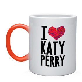 Кружка хамелеон с принтом I love Katy Perry в Санкт-Петербурге, керамика | меняет цвет при нагревании, емкость 330 мл | katy perry | pop | знаменитости | корона | кэти перри | музыка | певица