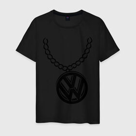 Мужская футболка хлопок с принтом VW медальон в Санкт-Петербурге, 100% хлопок | прямой крой, круглый вырез горловины, длина до линии бедер, слегка спущенное плечо. | volkswagen | вольксваген | логотип | медальон | фольксваген | цепь