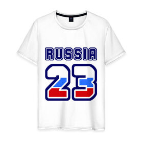Мужская футболка хлопок с принтом Russia - 23 (Краснодарский край) в Санкт-Петербурге, 100% хлопок | прямой крой, круглый вырез горловины, длина до линии бедер, слегка спущенное плечо. | 