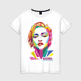 Женская футболка хлопок с принтом Мадонна в Санкт-Петербурге, 100% хлопок | прямой крой, круглый вырез горловины, длина до линии бедер, слегка спущенное плечо | madonna | wpap | знаменитости | мадонна