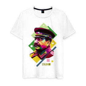 Мужская футболка хлопок с принтом Сталин в Санкт-Петербурге, 100% хлопок | прямой крой, круглый вырез горловины, длина до линии бедер, слегка спущенное плечо. | wpap | знаменитости | революционер | русский | сталин