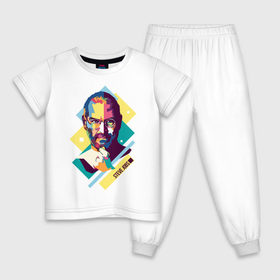 Детская пижама хлопок с принтом Steve Jobs в Санкт-Петербурге, 100% хлопок |  брюки и футболка прямого кроя, без карманов, на брюках мягкая резинка на поясе и по низу штанин
 | steve jobs | wpap | знаменитости | стив джобс