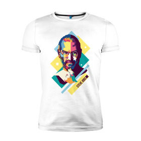 Мужская футболка премиум с принтом Steve Jobs в Санкт-Петербурге, 92% хлопок, 8% лайкра | приталенный силуэт, круглый вырез ворота, длина до линии бедра, короткий рукав | steve jobs | wpap | знаменитости | стив джобс