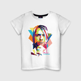 Детская футболка хлопок с принтом Kurt Cobain в Санкт-Петербурге, 100% хлопок | круглый вырез горловины, полуприлегающий силуэт, длина до линии бедер | kurt cobain | nirvana | pock | wpap | знаменитости | курт кобейн | нирвана | рок