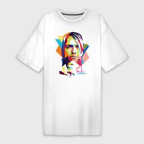 Платье-футболка хлопок с принтом Kurt Cobain в Санкт-Петербурге,  |  | kurt cobain | nirvana | pock | wpap | знаменитости | курт кобейн | нирвана | рок
