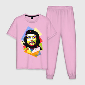 Мужская пижама хлопок с принтом Che Guevara в Санкт-Петербурге, 100% хлопок | брюки и футболка прямого кроя, без карманов, на брюках мягкая резинка на поясе и по низу штанин
 | че гевара