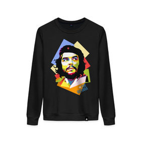 Женский свитшот хлопок с принтом Che Guevara в Санкт-Петербурге, 100% хлопок | прямой крой, круглый вырез, на манжетах и по низу широкая трикотажная резинка  | Тематика изображения на принте: че гевара