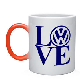 Кружка хамелеон с принтом Volkswagen love в Санкт-Петербурге, керамика | меняет цвет при нагревании, емкость 330 мл | Тематика изображения на принте: love | volkswagen | любовь | фольксваген