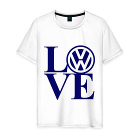 Мужская футболка хлопок с принтом Volkswagen love в Санкт-Петербурге, 100% хлопок | прямой крой, круглый вырез горловины, длина до линии бедер, слегка спущенное плечо. | Тематика изображения на принте: love | volkswagen | любовь | фольксваген